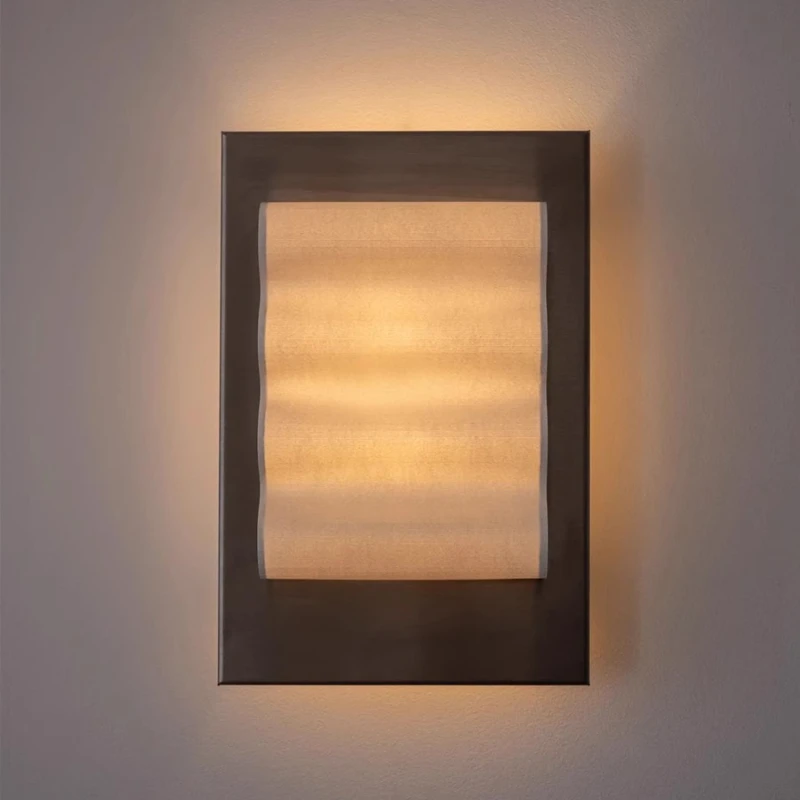 

Medieval Minimalist Stainless Steel Wall Lamp LED Wavy Fabric Art Decorative Wall Mounted Living Room Kitchen Restaurant Bedroom