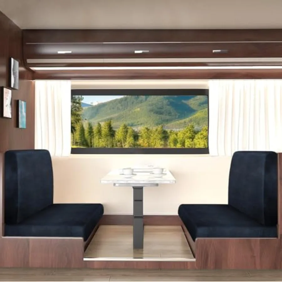 Leather Look RV Dinette Cushion Covers, Stretchable Camper Couch Cushion Covers Washable RV Bench Seat Cover for Travel Trailer