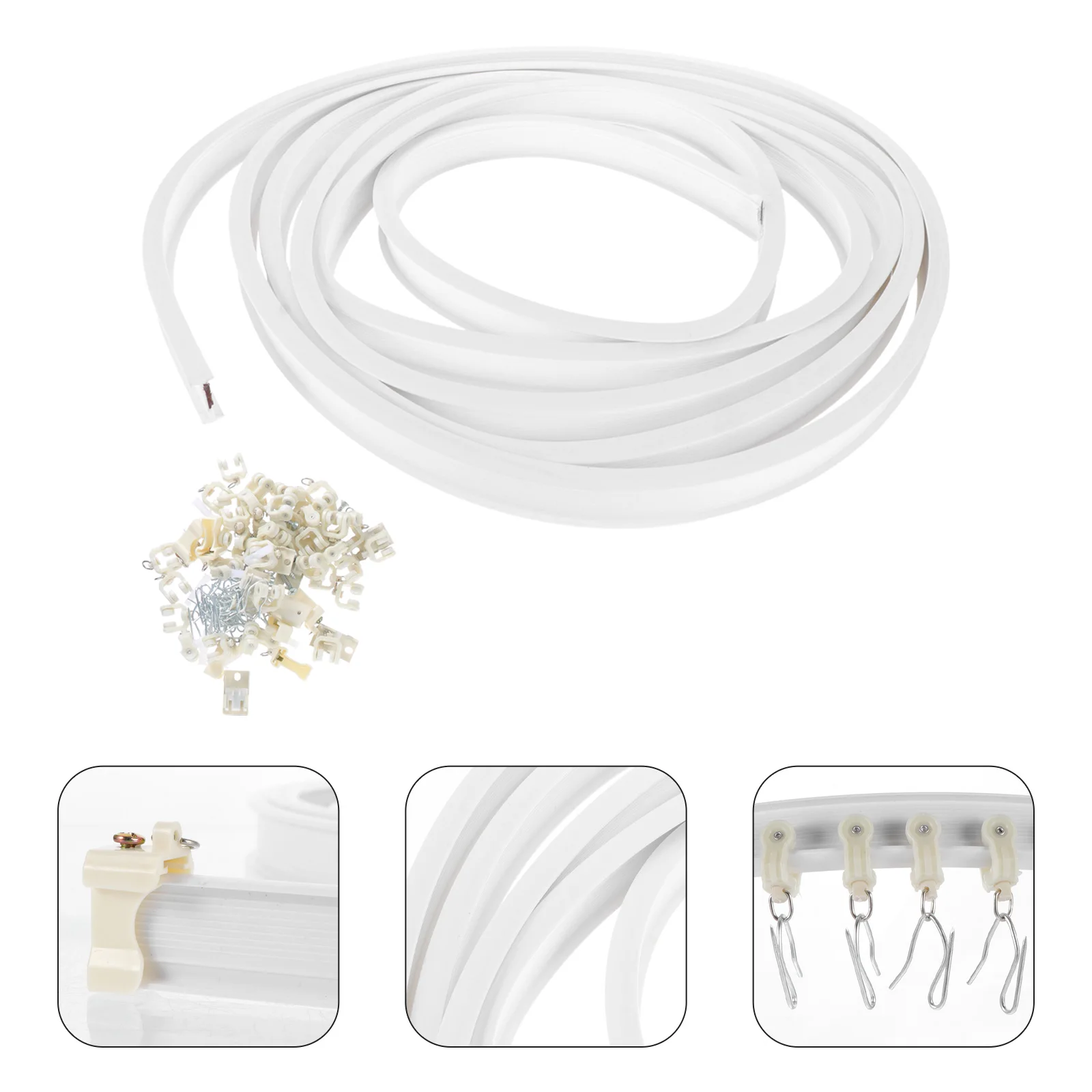 

1 Set Flexible Bendable Curtain Track Silent Home Accessories Balcony Bay Window Curved Slider Rail For Household Decor