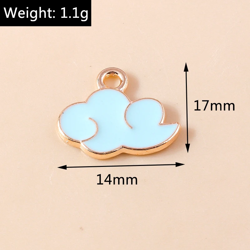 Leslie 10pcs Emaille rosa Sonne Mond Sterne Lächeln Wolke Charms Anhänger für DIY Ohrring Armband Halskette handgemachte Schmuck Ergebnisse – Detail 10