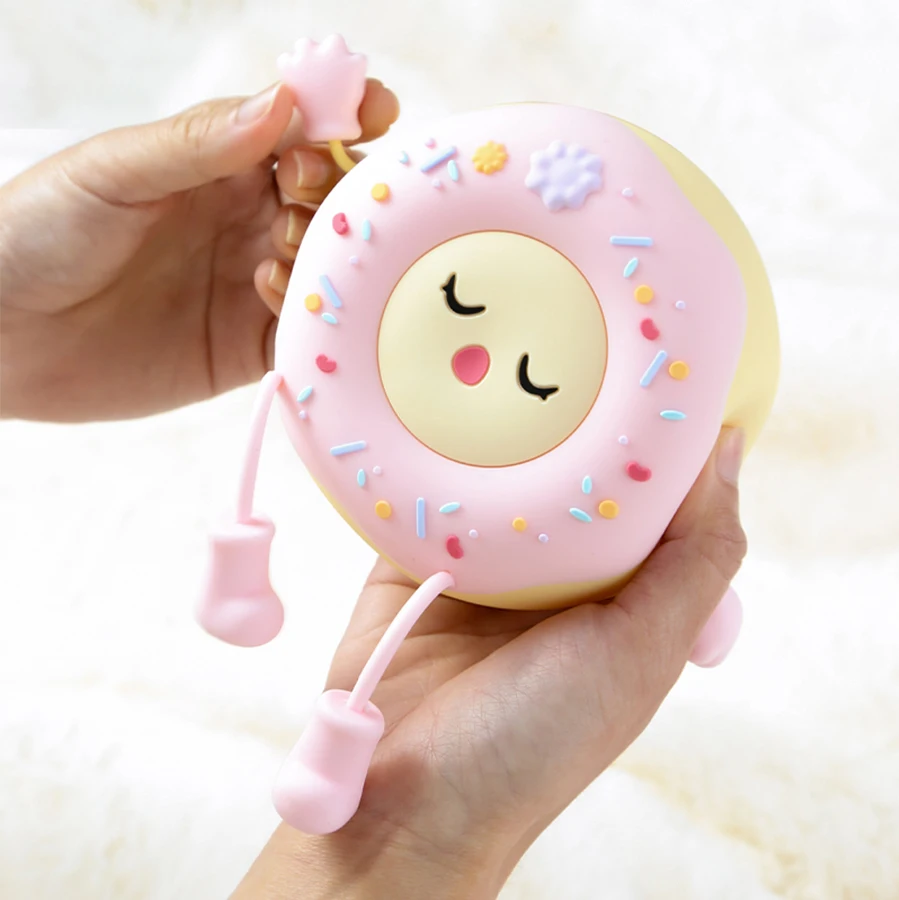 1pc Cute Donut Lamp Adorable Silicone LED Night Light Portable Light Up Dimmable Bedside Table Lamp Rechargeable Desk Accessory