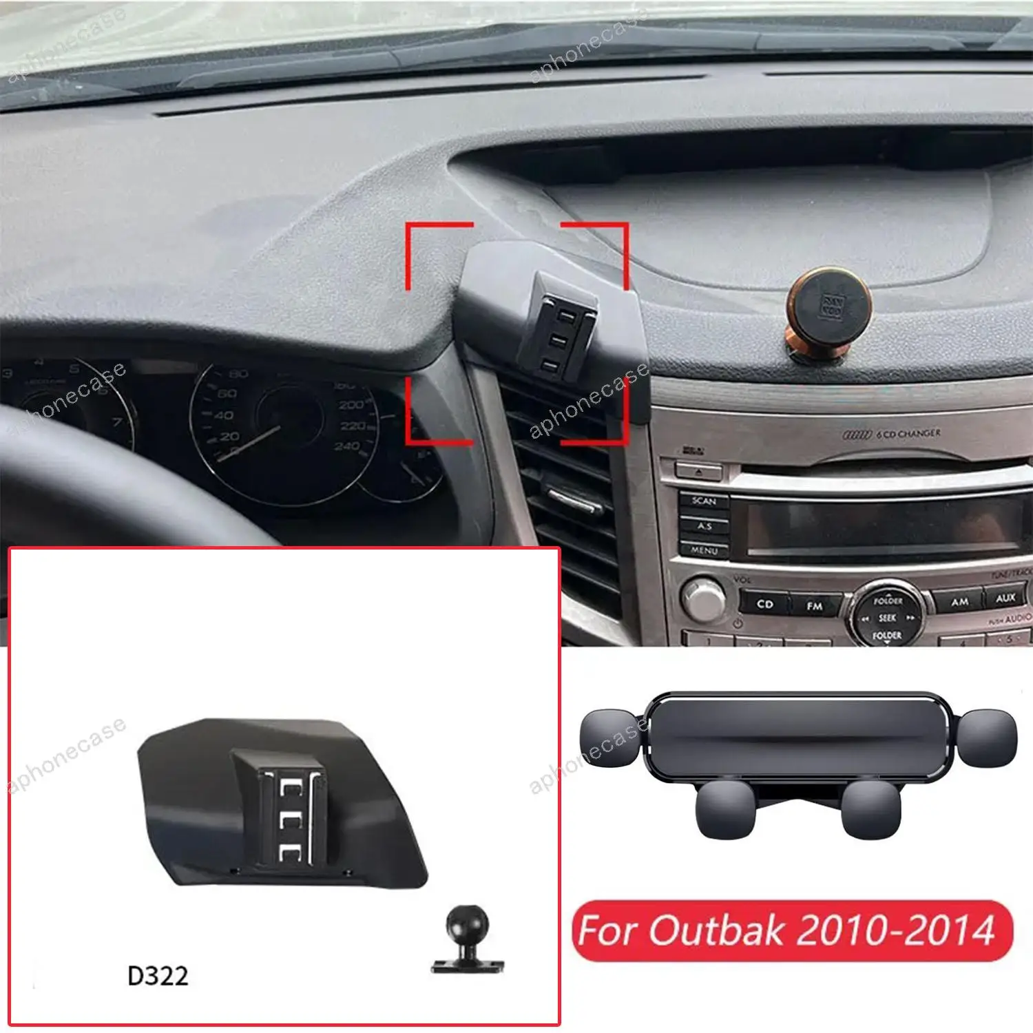 

Автомобильный держатель для телефона, специальные крепления для Subaru Outback 2010-2014, фиксированный кронштейн для выхода воздуха, аксессуары, шаровая головка 17 мм