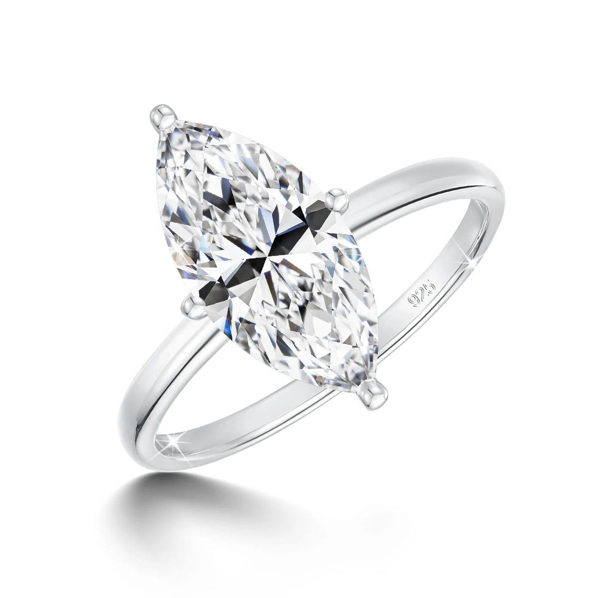 18K Farbige 3 Karat Marquise-Schliff Moissanit-Ringe für Damen, 925 Sterling Silber Labor-Diamant Hochzeitsband Verlobungsring Schmuck – Detail 10