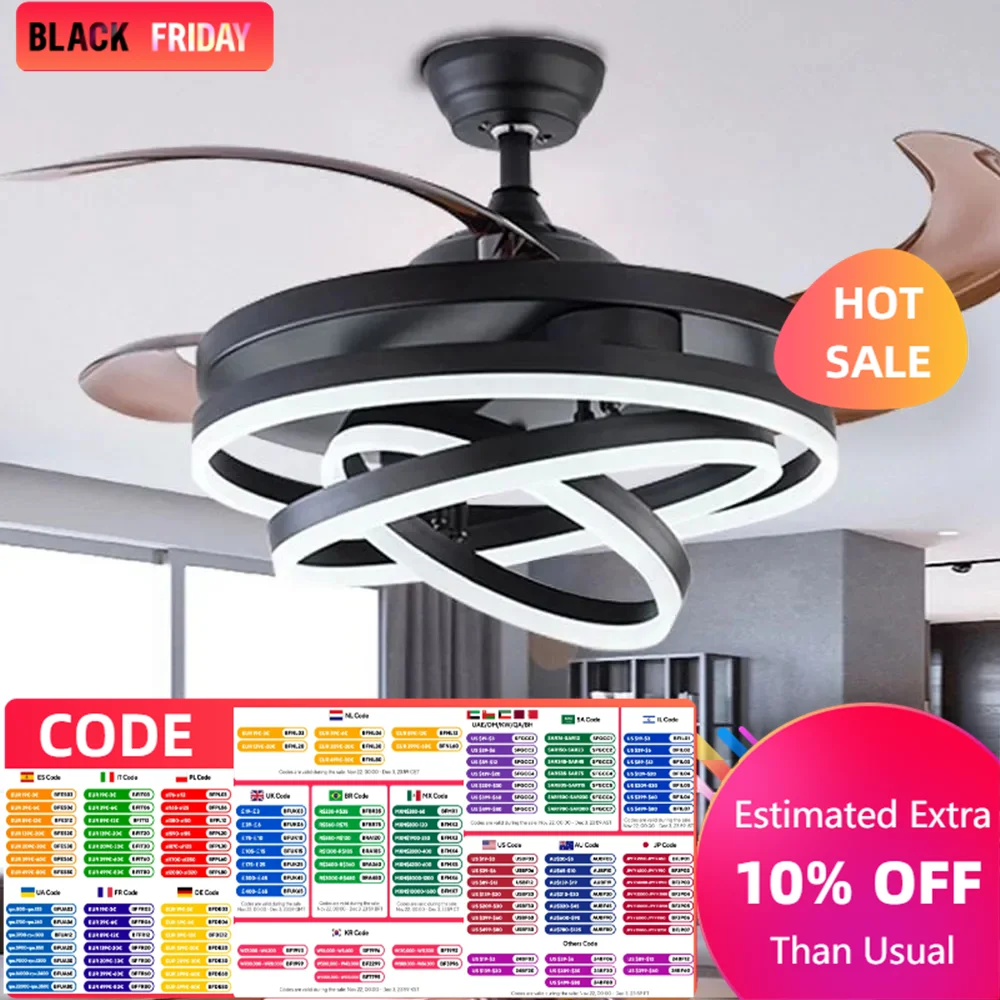 New Living Room Invisible Nordic Ceiling Fan Light Dining Room Bedroom Home Simple Modern Led Fan Light Ceiling Fan Light