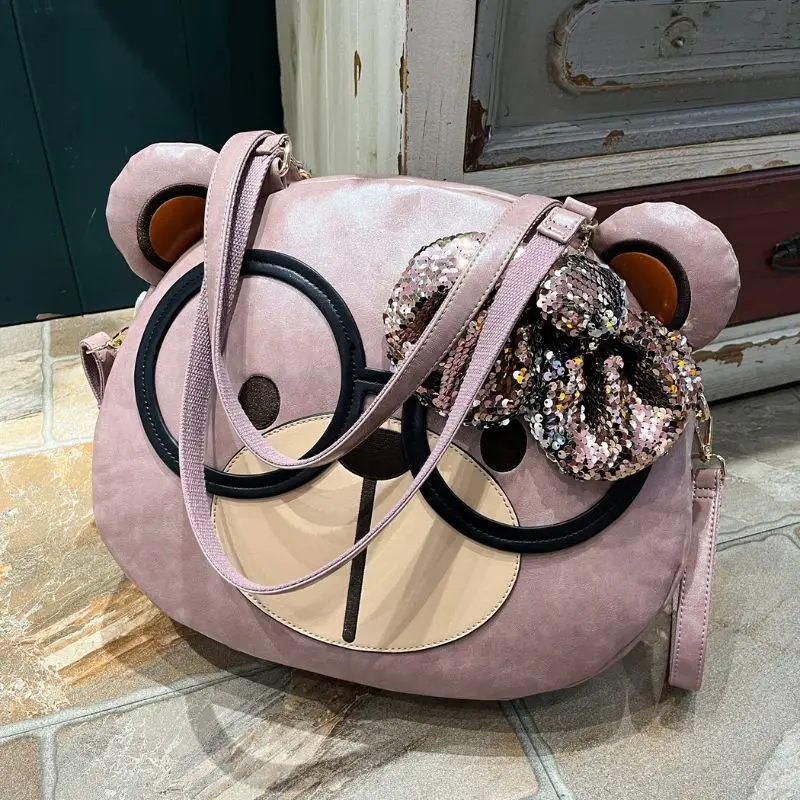 CREAM BEAR Fashion Shoulder Bags for Women Soft Leather Large Capacity Tote Bag Cartoon Commuting bag laptop bag 15inch hot sale