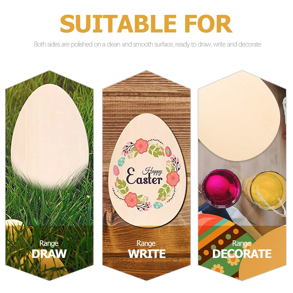 

12 Pcs Wooden Easter Egg Ornament Eggs Crafting Shape Ornaments Decorations