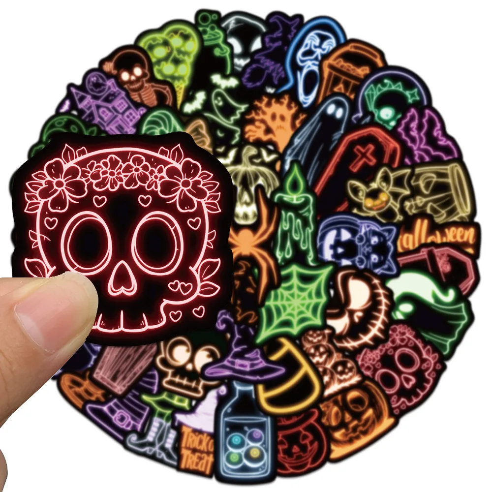 

10/30/50PCS Neon Style Cartoon Halloween Personalized Creative Decorative Stickers Children's Toys Gifts DIY Skateboard Desk