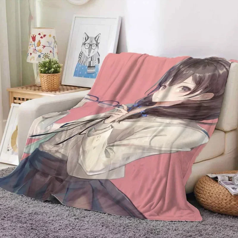 

Graphic Baby Blanket 3D Printed Anime Girl Lunch Break Pattern Cartoon Bed Sofa Picnic Home Cover Decor Warm Throw Blankets Kids
