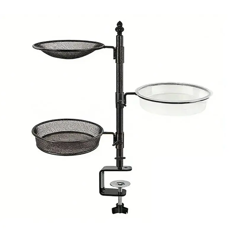 A84E-Bird Bathing Basin, Bird Bath Fence, Detachable Balcony Railing, Bird Feeder, Hanging Bird Feeder Triple Layer