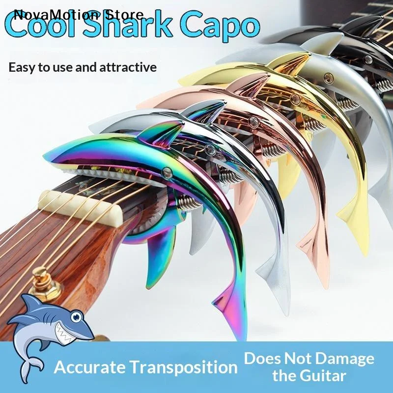 Guitar Capo Clip - [NM] シャーク型亜鉛合金ギターカポ、クイックリリース滑り止めパッド付き、アコースティックギター、エレキギターの練習やステージパフォーマンスに最適