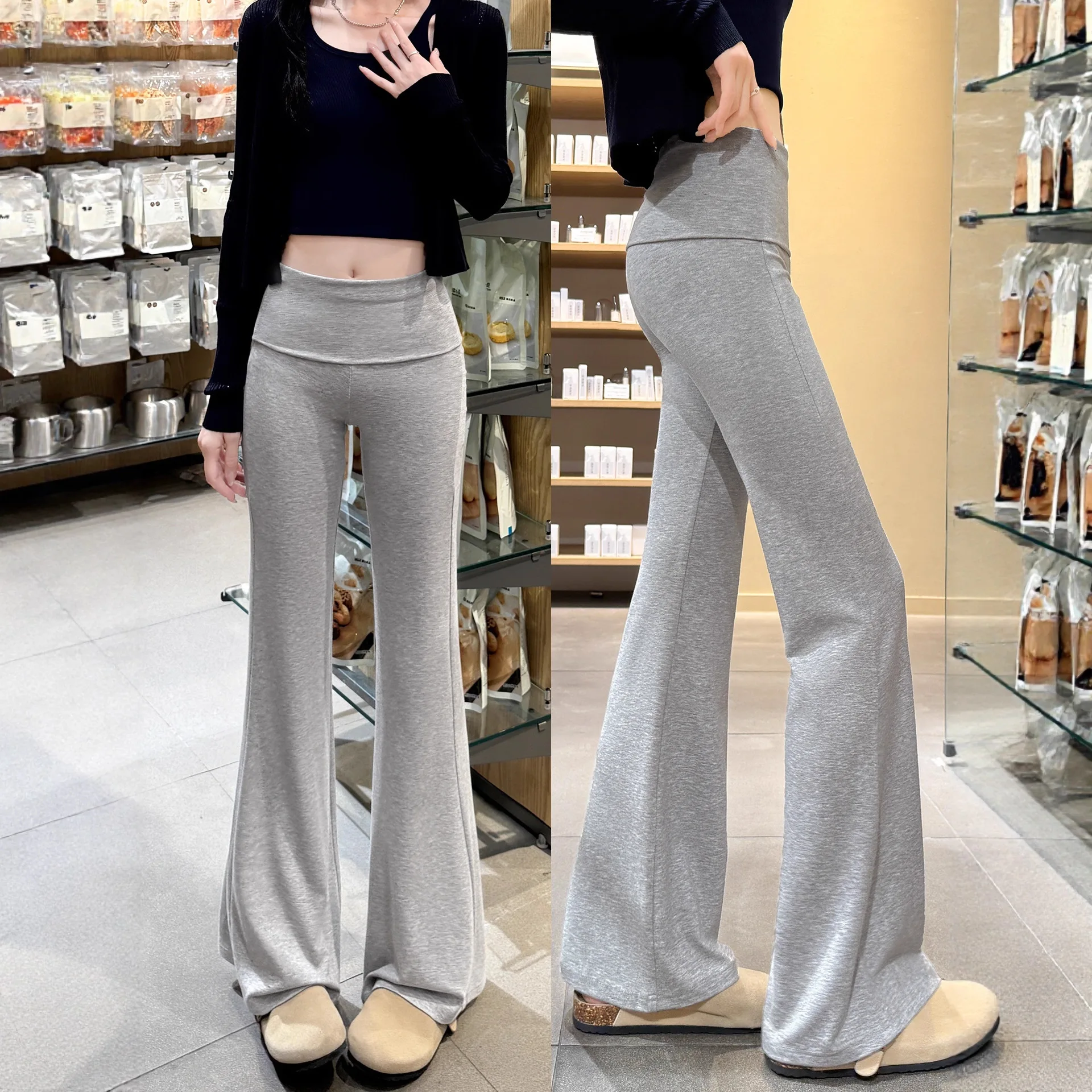 ay Yoga Fitn Trousers High Waist Bell Bot Spring Autumn New Sle Slimming Drapey Sports Pants Casual Loose Fit