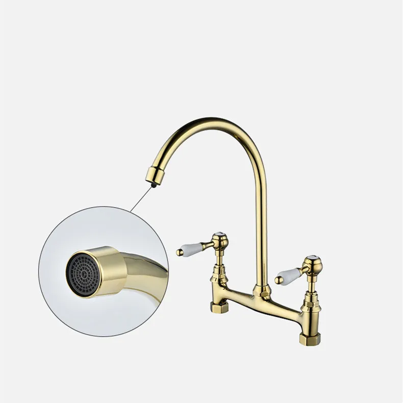 8inch 3 Handles Kitchen Side Sprayer Unlacquered Brass Faucets