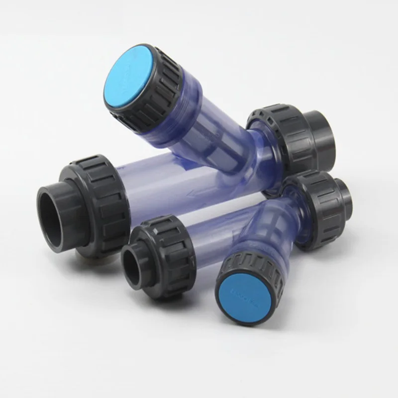 

1Pcs I.D20~63mm Transparent UPVC Y-Type Water Filter Aquarium Fish Tank Pipe Connector Irrigation System Garden Filters Fittings