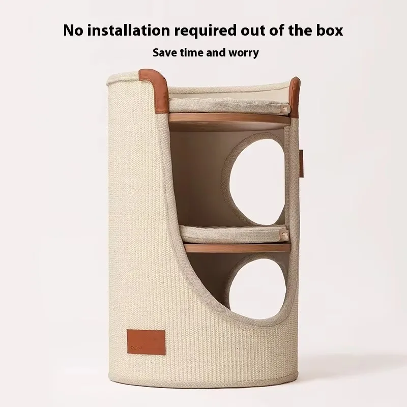 2026 New Modern Household Cat Tree Multilayer Integrated Scratch Board Nest Small Apartment Suitable Not Occupying Space Carton