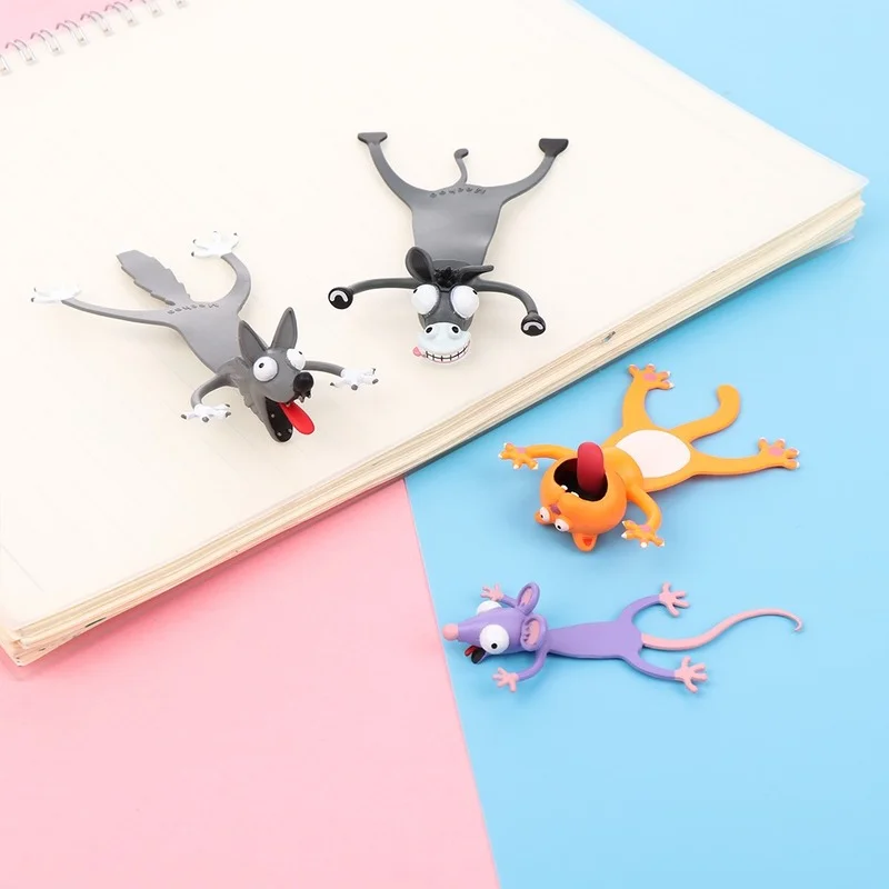 

3D Stereo Lovely Cartoon Animal Bookmarks Cute Cat PVC Material Funny Student School Stationery Children Gift Bookmark