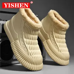 YISHEN Men Boots Fashion Trend Winter Warm Plush Cotton Shoes For Men Waterproof Snow Boots Botas Para Hombre Plus Size 39-46