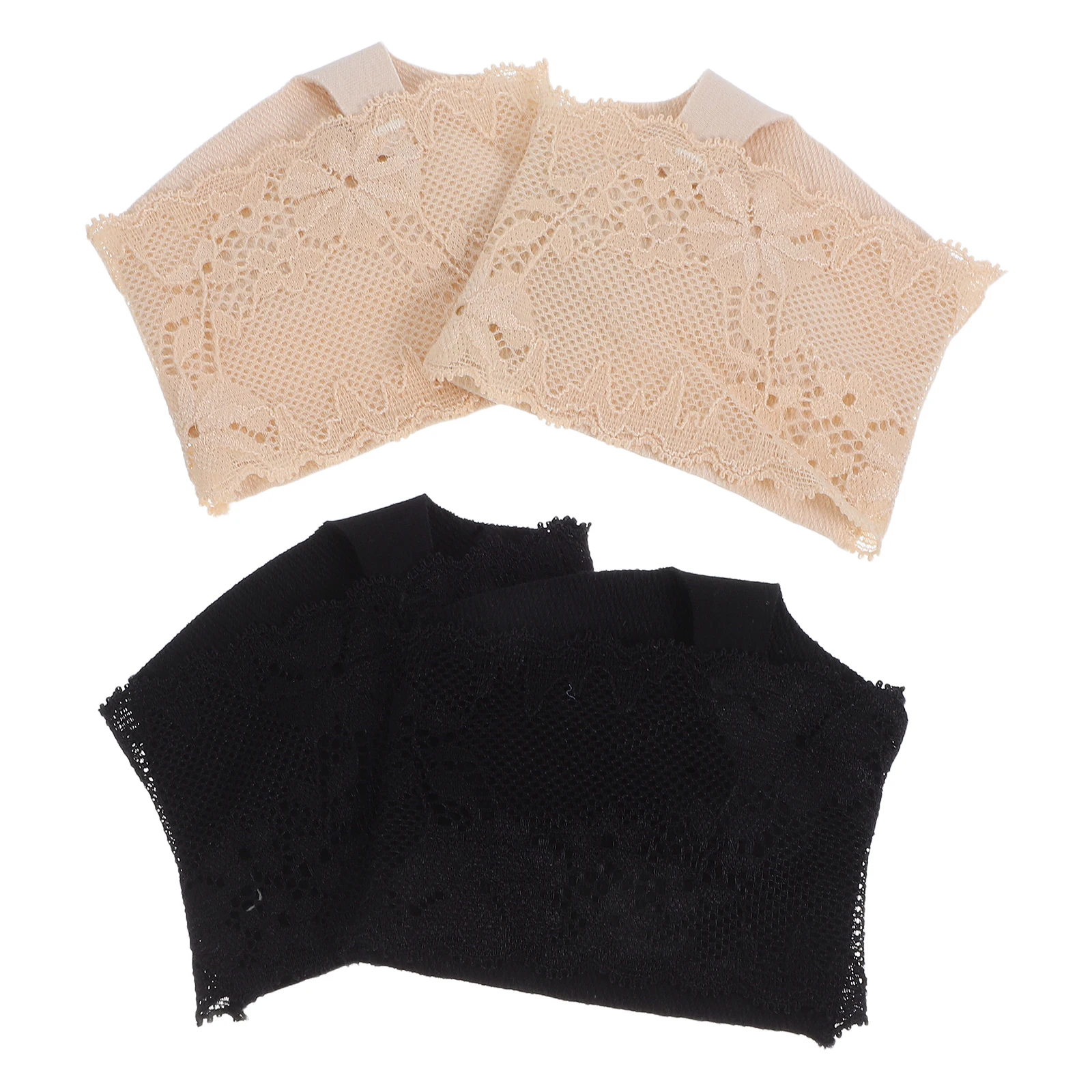 

2pcs Women'S Lace Half Non-Slip Cover Invisible Breathable Forefoot Pads Open Toe Grip Socks Anti-Slip Gel Toeless Sock Liners