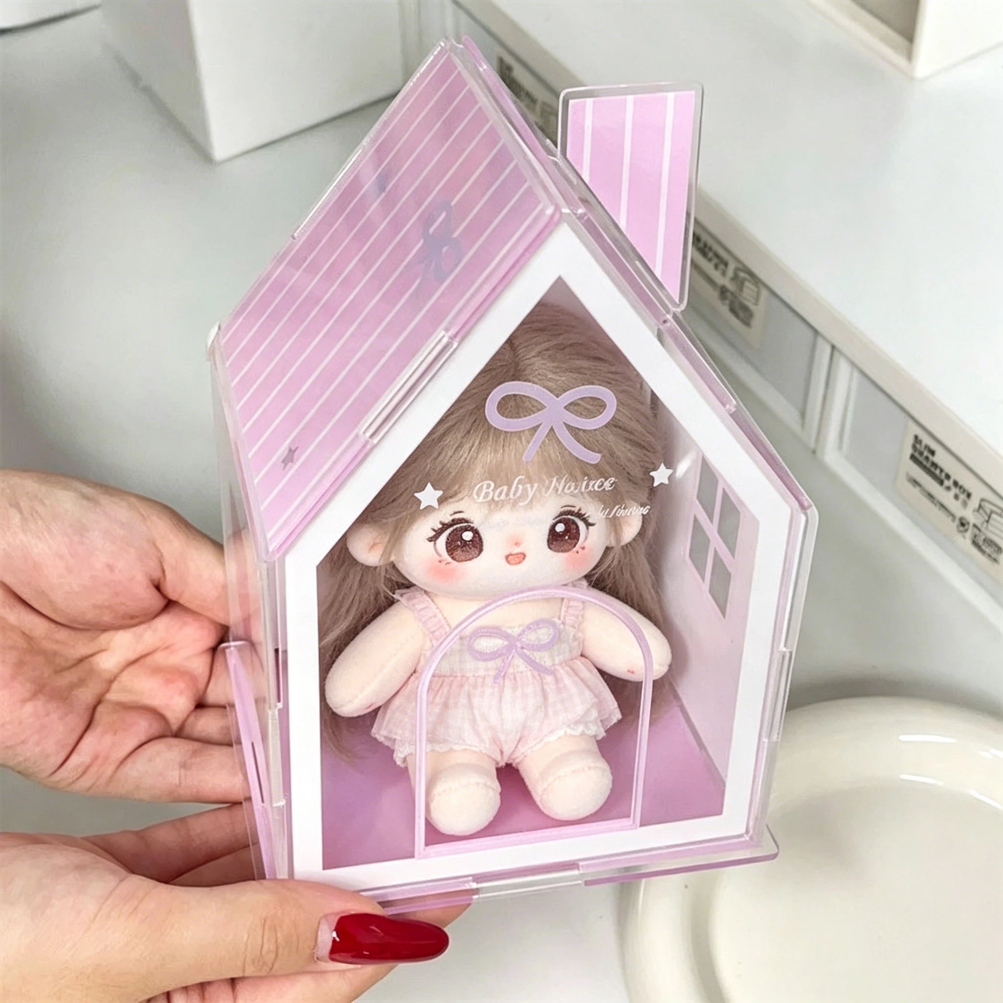 Cute Little House Storage Box Acrylic Korean-style Instagram Student Multifunctional Stationery Dollhouse Millet Storage Rack