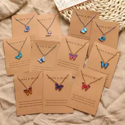 Fashion Butterfly Pendant Necklaces for Women Sweet Simple Multicolor Insect Clavicle Chain Necklace Party Jewelry Accessories