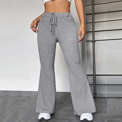 BKLD Sexy Middle Waist Lace Up Slim Fit Flare Pants Women's 2025 Sporty Yoga Fashion Drawstring Trousers Casual Daily Streetwear