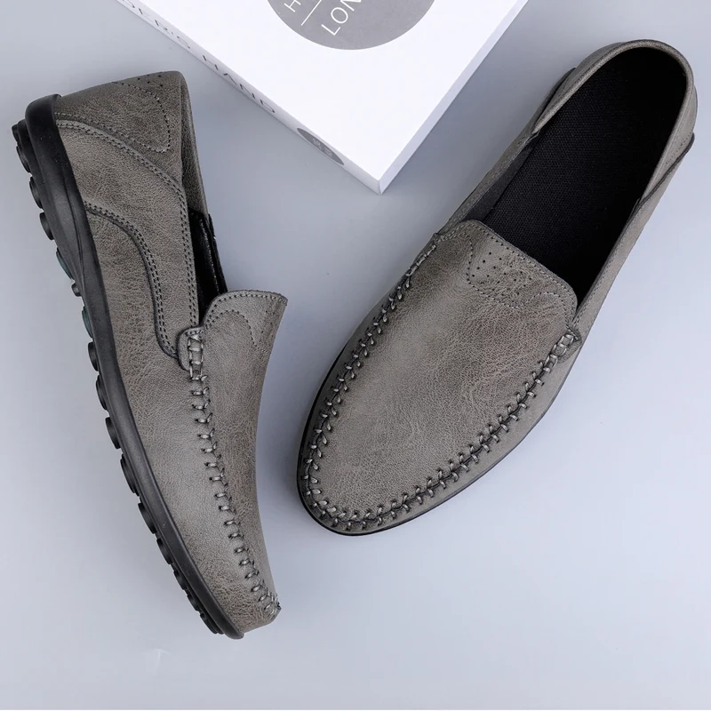 Plus Size 46 47 Genuine Leather Breathable Slip on Male Boat Shoes Men Moccasins Italian Shoes Casual Brand Formal Mens Loafers