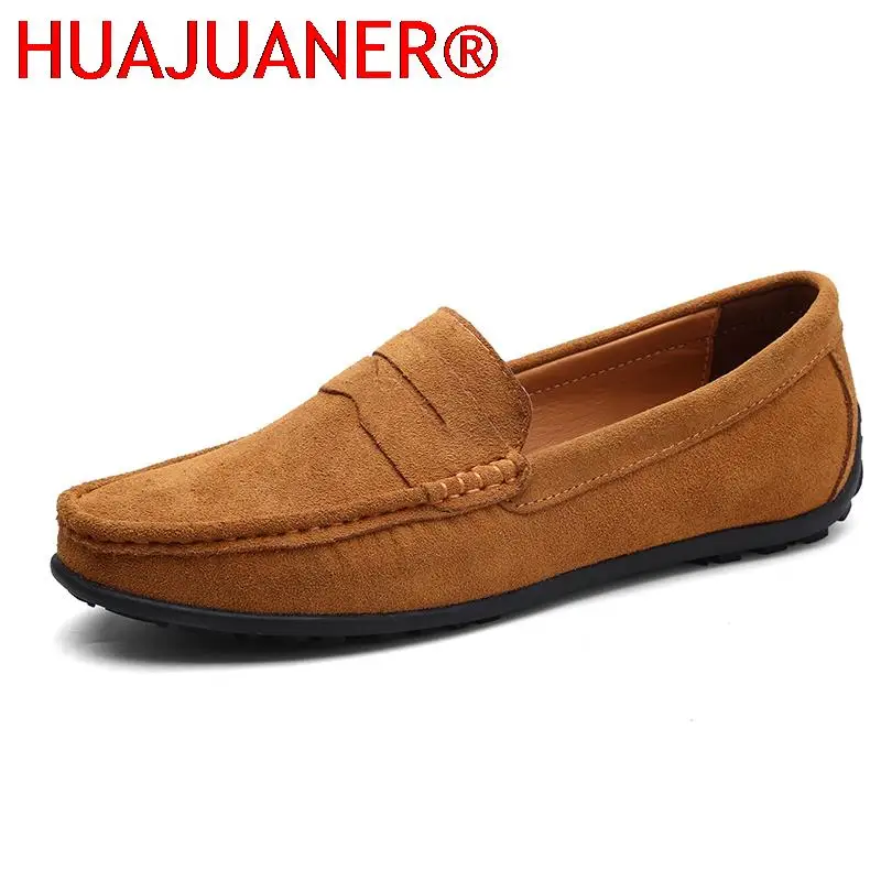 

Summer Mens Loafers Fashion Men Casual Shoe Suede Genuine Leather Light Moccasins Outdoor Slip On Men's Flats Male Driving Shoes