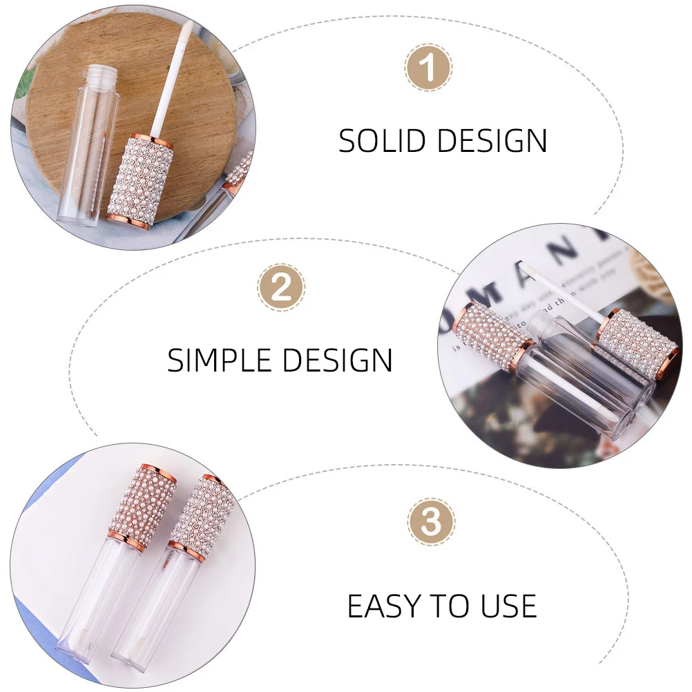หลอดลิปกลอสแก้วใสแบบเติมได้ 10 ชิ้น ขวดเปล่าสำหรับทำลิปบาล์ม DIY  ขวดเก็บน้ำมัน  หลอดลิปสติกแบบเติมได้