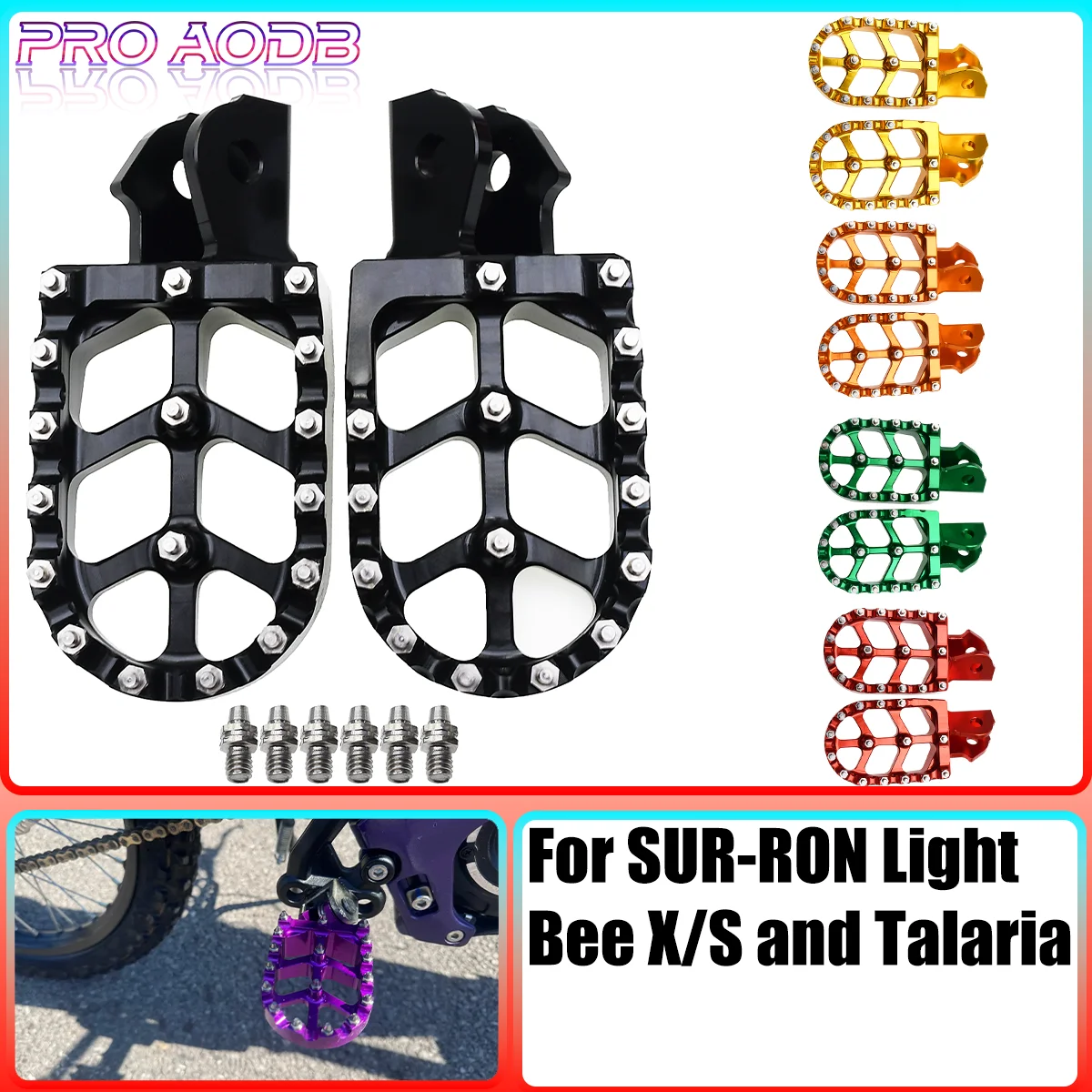 

For Sur-Ron Surron Sur ron Light Bee S X Electric Off-Road Bike Motorcycle CNC Foot Pegs Pedal Mounting Pedals Retrofit Bracket