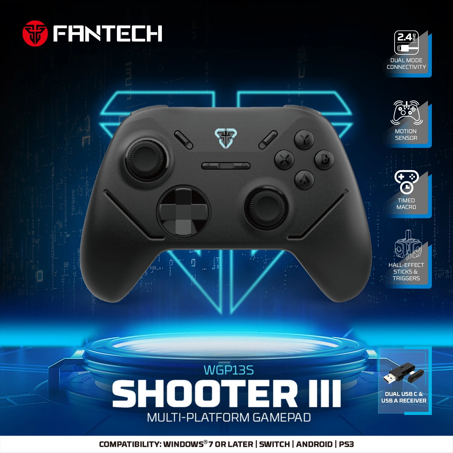 FANTECH WGP13S 2.4G Draadloze Gamepad Met Hall Effect Polling Rate 1000HZ Joystick Gaming Controller Voor PC Schakelaar NS Android