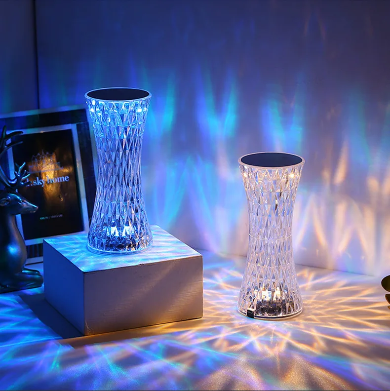 Creative Curvy Waist Crystal Table Lamp Touch Control Romantic Atmosphere Night Light Decorative Gift Lamp for Bedroom Bedside