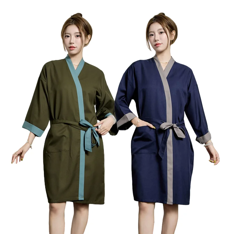 

Парикмахерский халат из искусственного хлопка, парикмахерское платье для салона красоты, одежда для гостей, накидка для стрижки волос, униформа для парикмахерской