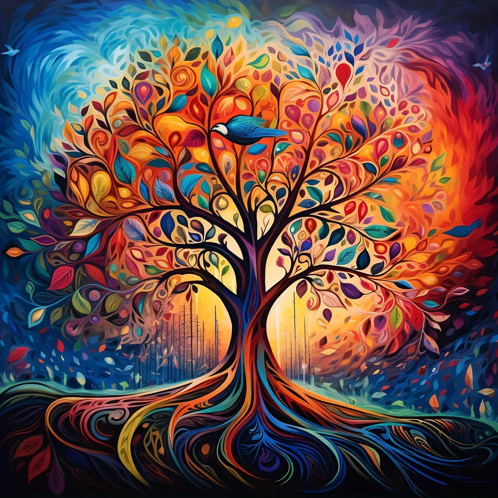 

Colorful Tree and Bird 500PCS/1024 PCS Jigsaw Puzzles Challenging Family Activity Game for Gameroom Bedroom Home Decor Gift