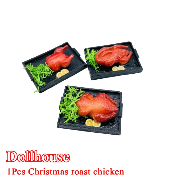 1 Piece 1:12 Dollhouse Miniature Food Toy Christmas Roasted Chicken And Roast Duck Scene Model Doll House Accessories