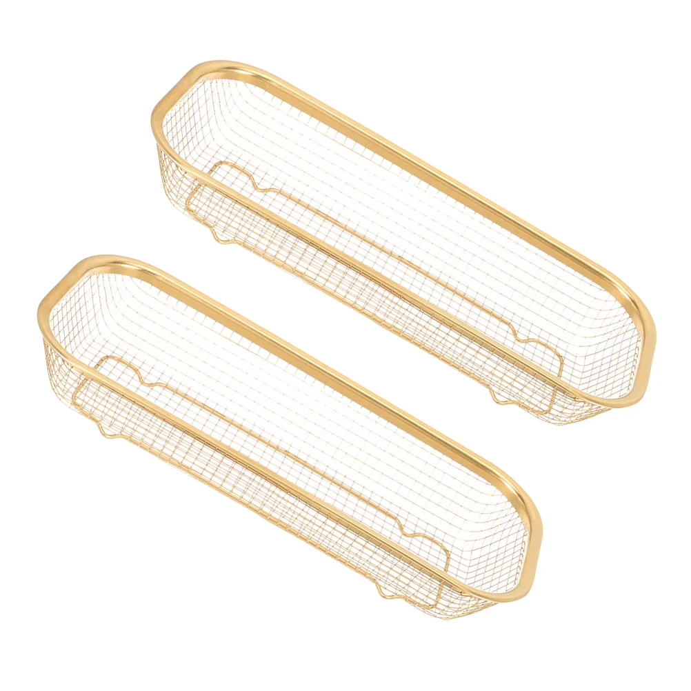 

2 Pcs Stainless Steel Chopsticks Basket Golden Color Utensil Container Long Rectangle Tableware Holder Storage Rack Drying