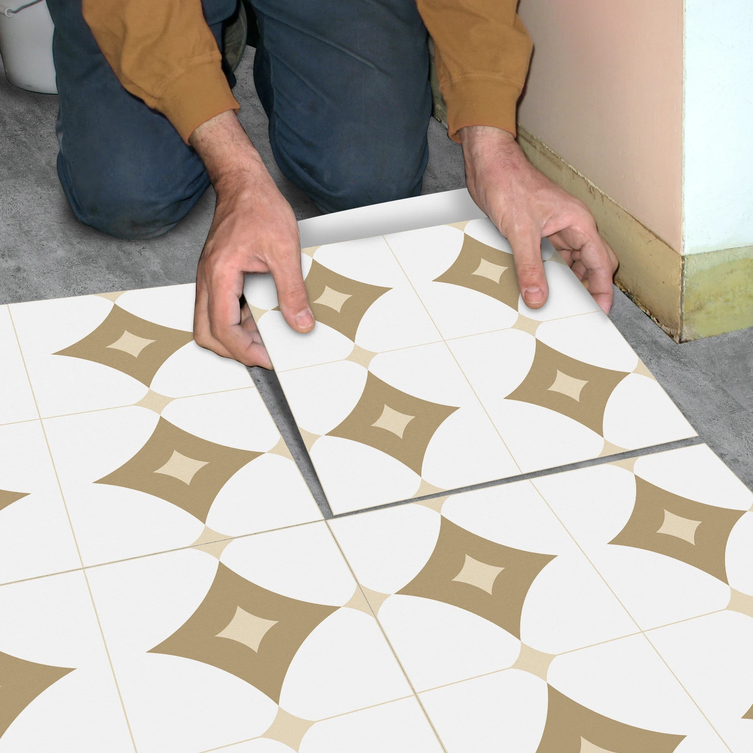 

Peel and Stick Moroccan Tile Stickers Self Adhesive Waterproof Floor Wall Decals (20x20cm/30x30cm, 5/20PCS)