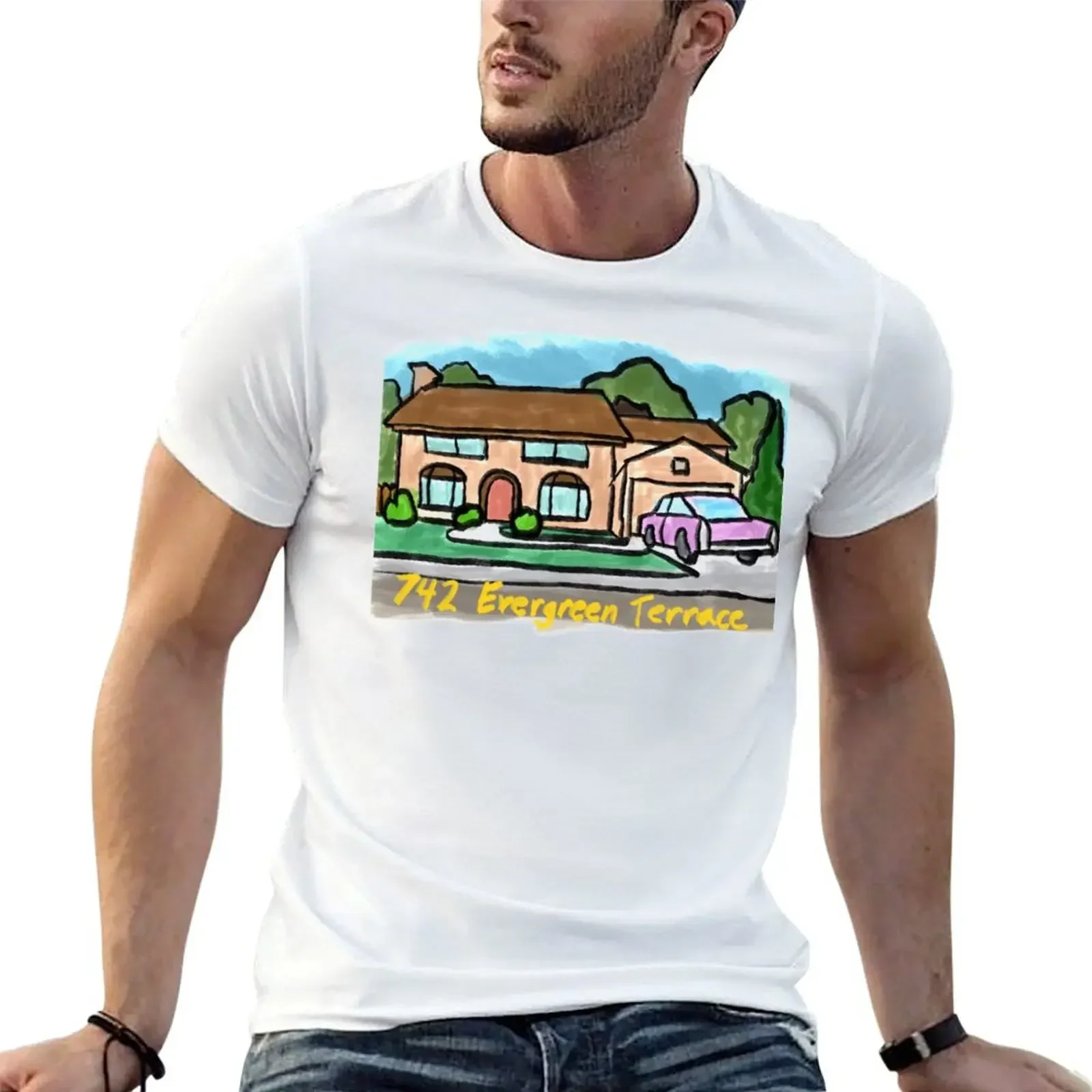 742 Evergreen Terrace T-Shirt hippie clothes summer tops aesthetic clothes mens graphic t-shirts big and tall