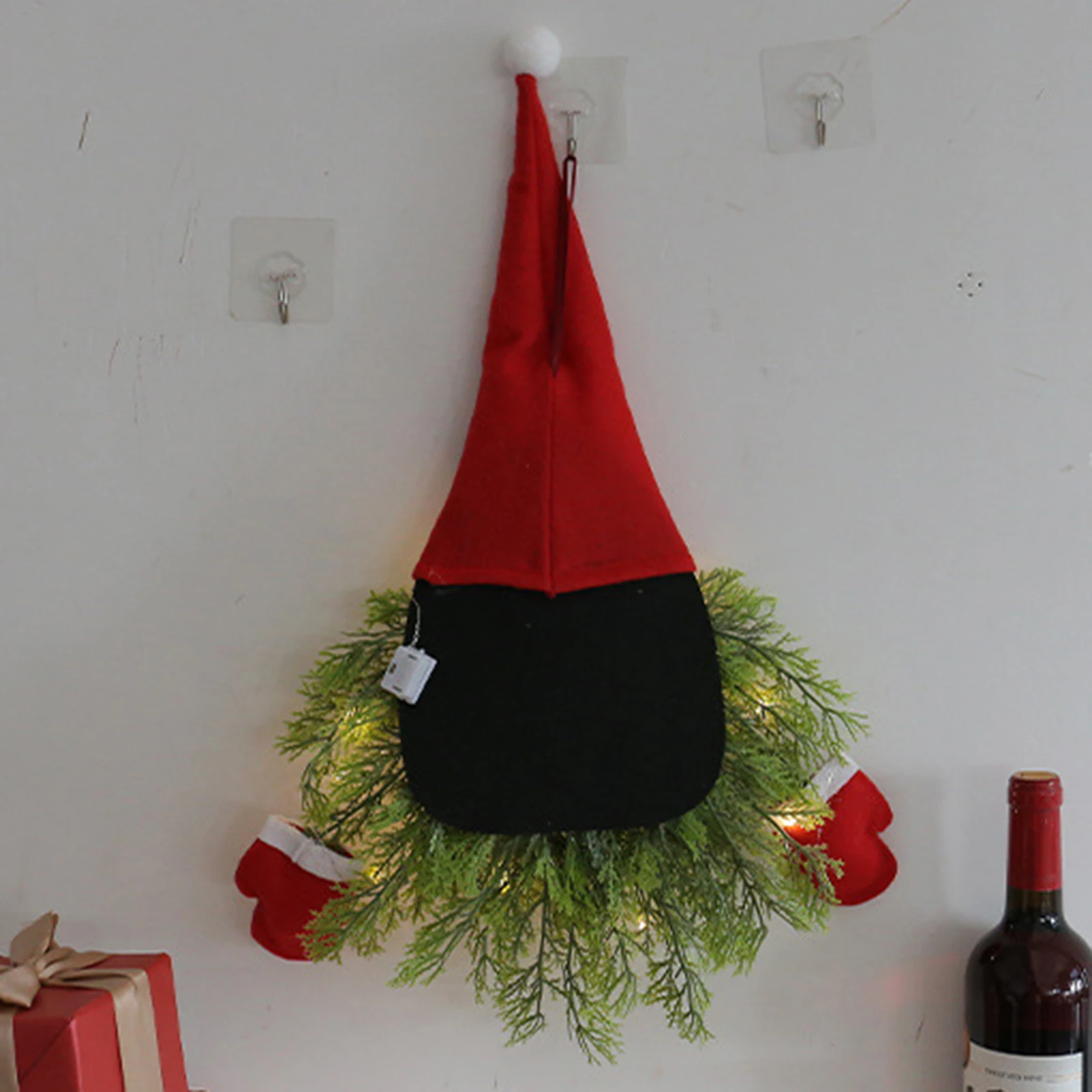 ライト付き人工松とトウヒの枝のガーニューム人工アドベントリース、クリスマスドアリース、玄関ドア、窓、壁用