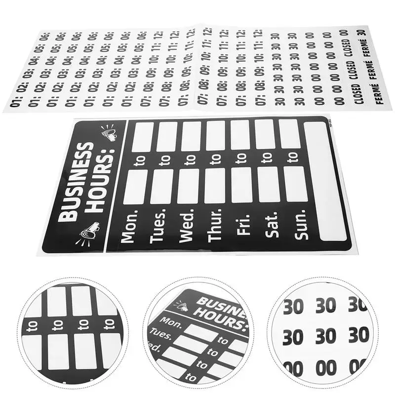 

PVC Erasable Signage Stationery Store Operation Hours Sign Business Opening Closed Labels Adhesive Signs Stickers Business Hours