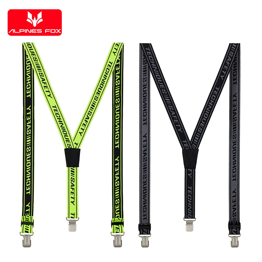 Unisex Heavy Duty Motorcycle Pants Suspenders 4cm Wide Y-Back with Metal Gripper Clasps Adjustable Elastic Trouser Pants Braces