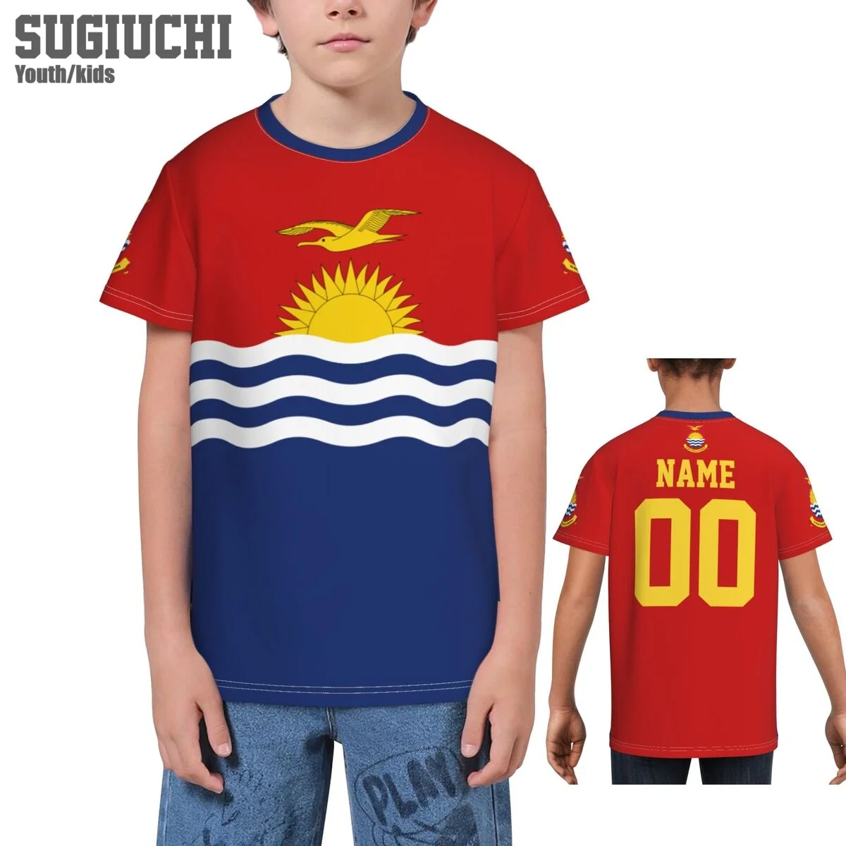 Custom Name Number Kiribati Flag Emblem 3D T-shirts For Kids Youth Boy/Girl Tees jersey Soccer Football Fans Gift T shirt