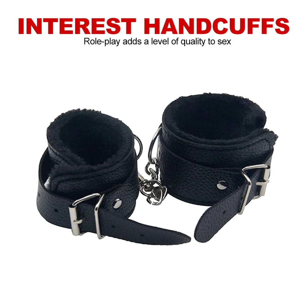 Handcuffs PU Leather Restraints Bondage Cuffs Roleplay Tools Sex Toys for Couples  Game  4 Colors