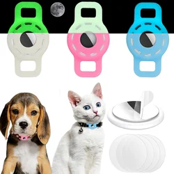 Suporte luminoso para coleira de gato airtag para apple airtag, capa protetora de silicone para filhote de cachorro, suporte anti-perda para coleira de cachorro com filme