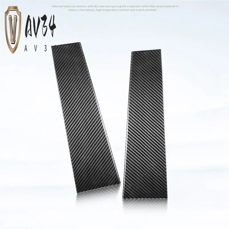 

AV34-Car Window Door Column B Pillar Post Trim Stickers For Fiat 500 08-23 Abarth 595 12-23 Soft Carbon Fiber Accessories