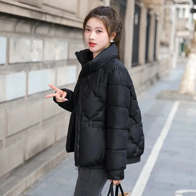 Winter Parkas Short Down Padded Jacket Women New Fashion Stand Collar Thick Cotton Clothes Female Casual Loose Outwear Tide B522