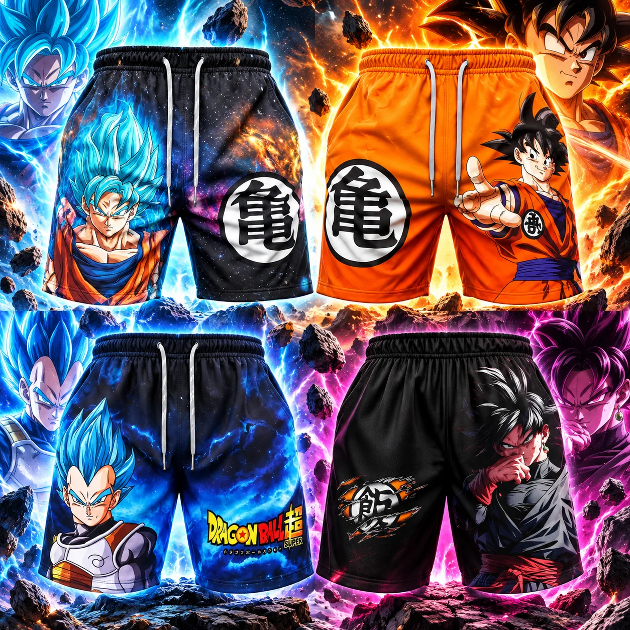 2026 Summer Dragon Ball Goku Printed Shorts Men Retro Classic Oversized Breathable  Fitness Sports Casual Unisex Adult & Kids