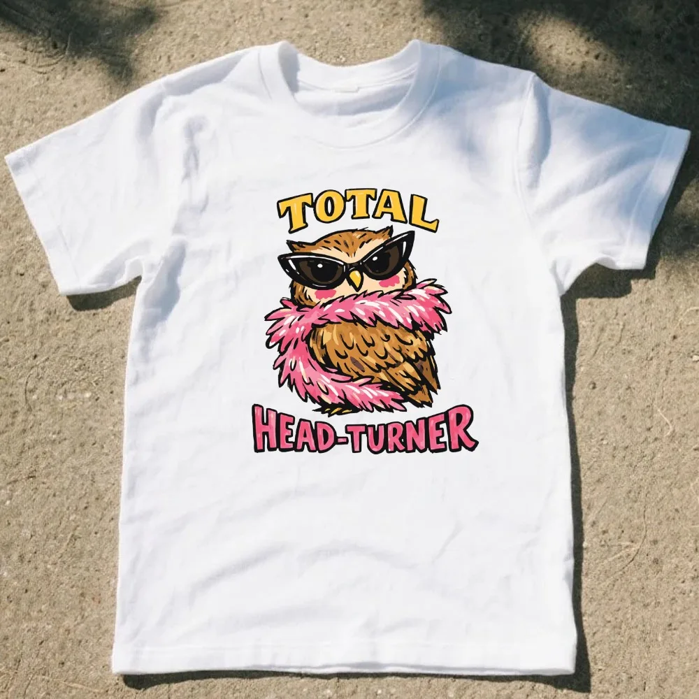 Sassy Owl T-Shirt Men Total Head-Turner Cartoon Print Casual Tops Short Sleeve Cotton Tee Cute Owl Lover Gift Shirt Men Clothing