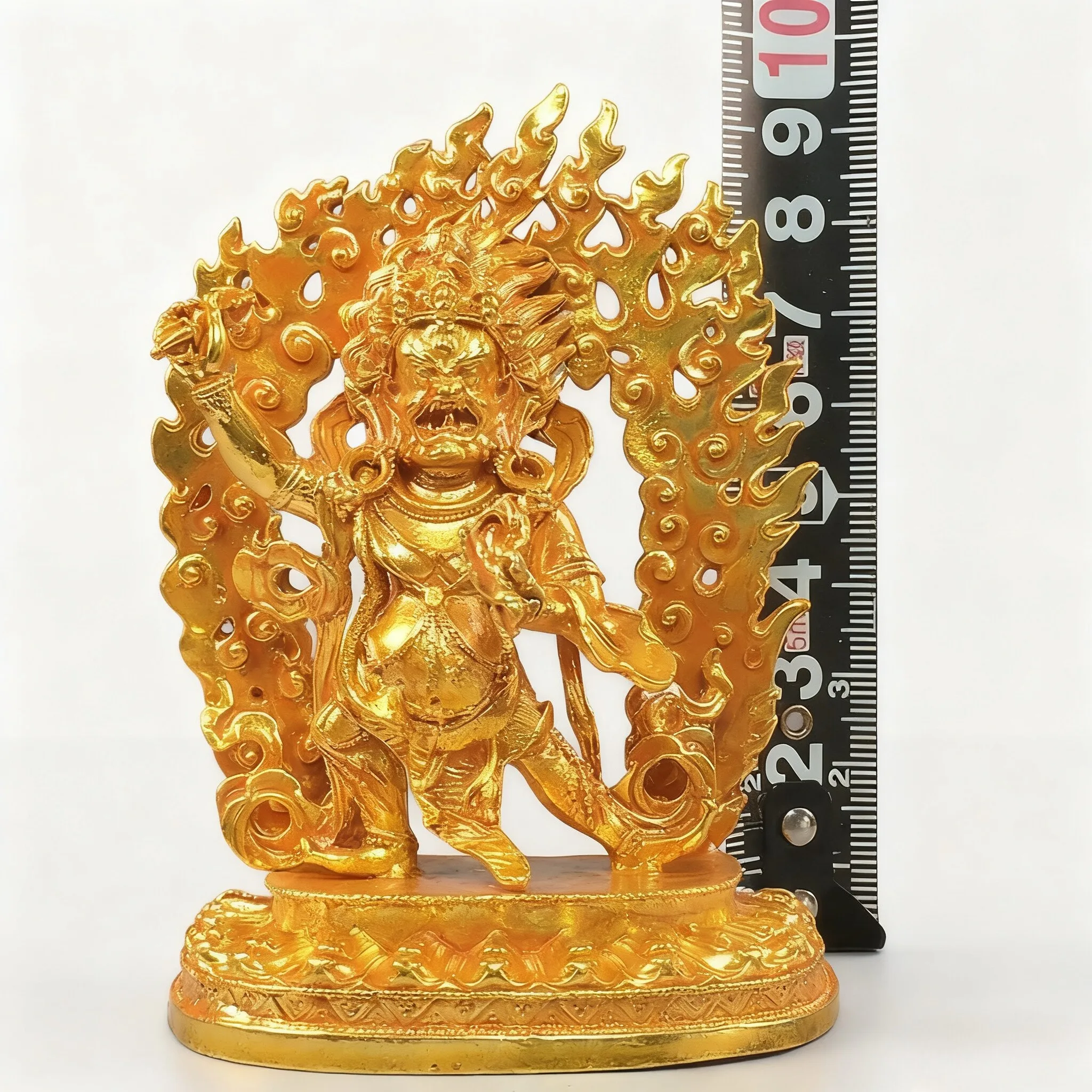Hereditary Gilt Tantra Nepal Black Robe King Kong Protector Big Black Sky Mahagala Statue Ornament