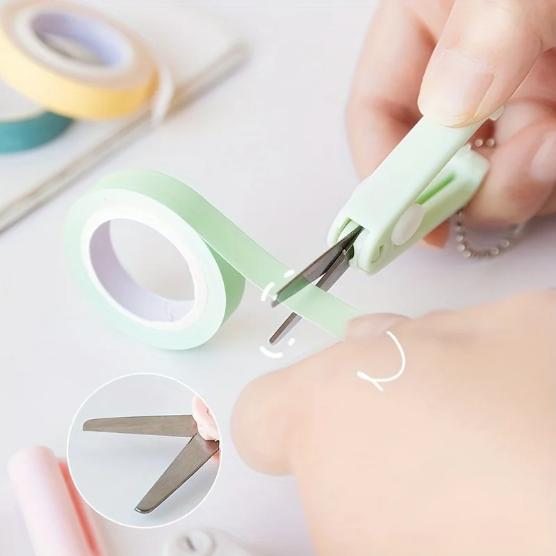 1/5pcs Mini Folding Scissors Portable Morandi Colors Keychain Easy-to-Use for Paper Cutting Art Projects Office School Essential