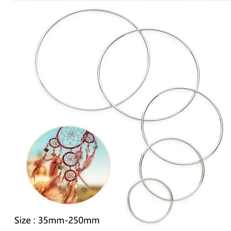 2-20pcs Multi-size Dream Catcher Hoops Round Silver Iron Metallic Good Welded Dreamcatcher Rings Handmade DIY Crafts Accessories