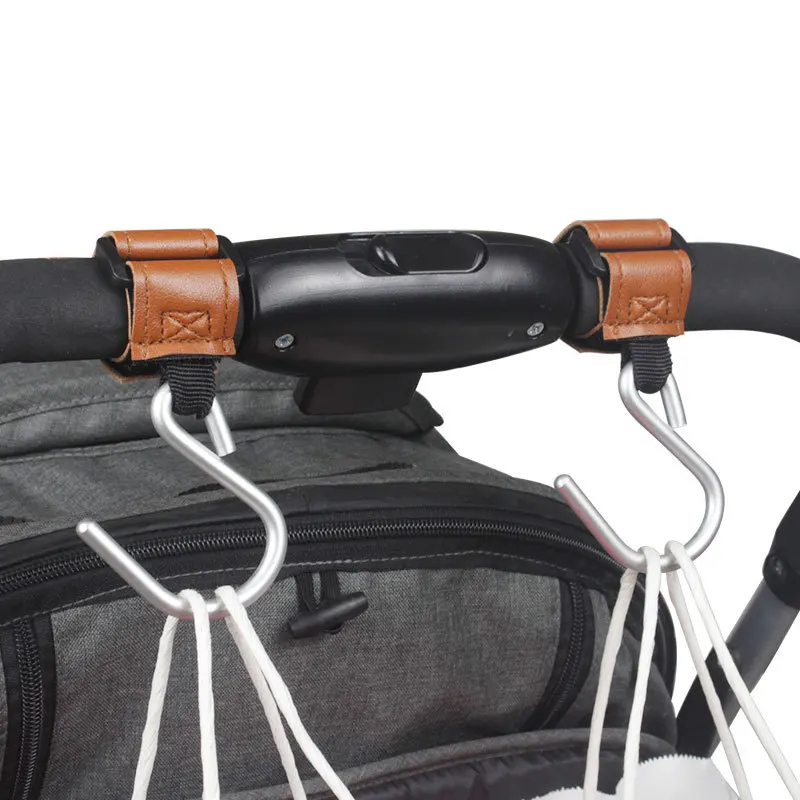 Baby Stroller Hooks 2Pcs Leather Hook  for Hanging Diaper Bags Kindergarten Universal Accessory